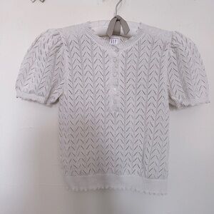 Gap X Doen Pointelle Linen Sweater Top